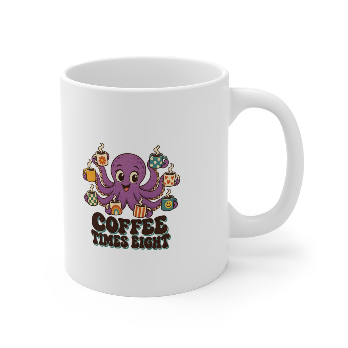 Coffee Times Eight Octopus Mug, Octopus Coffee Coffee Mug 11oz lifestyle