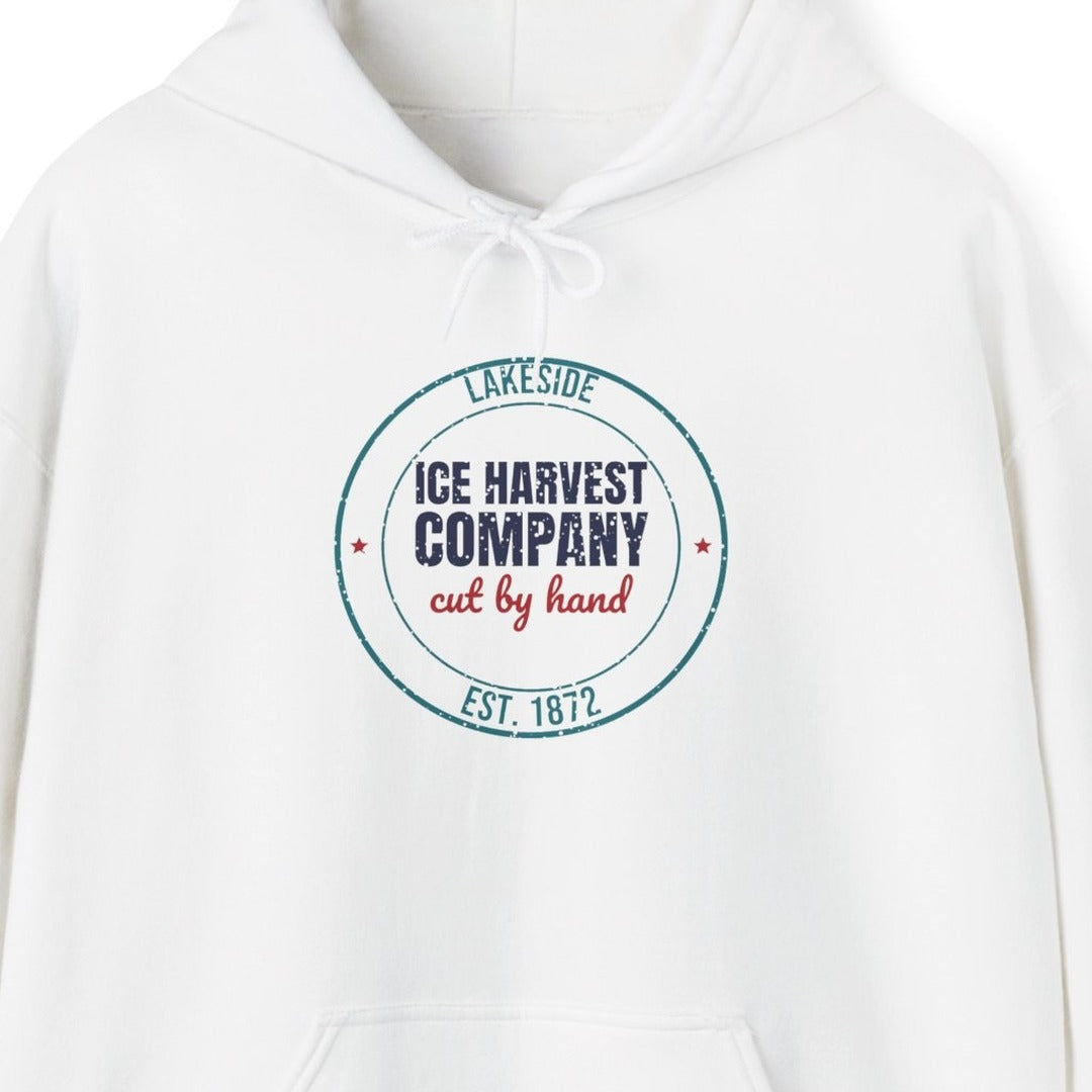 Lakeside Ice Harvest Company Est. 1872 Hoodie, Vintage Winter Hoodie lifestyle