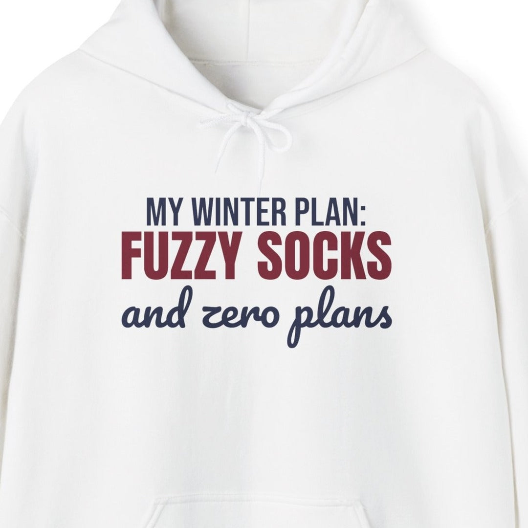 My Winter Plan Fuzzy Socks and Zero Plans Hoodie, Funny Winter Hoodie lifestyle