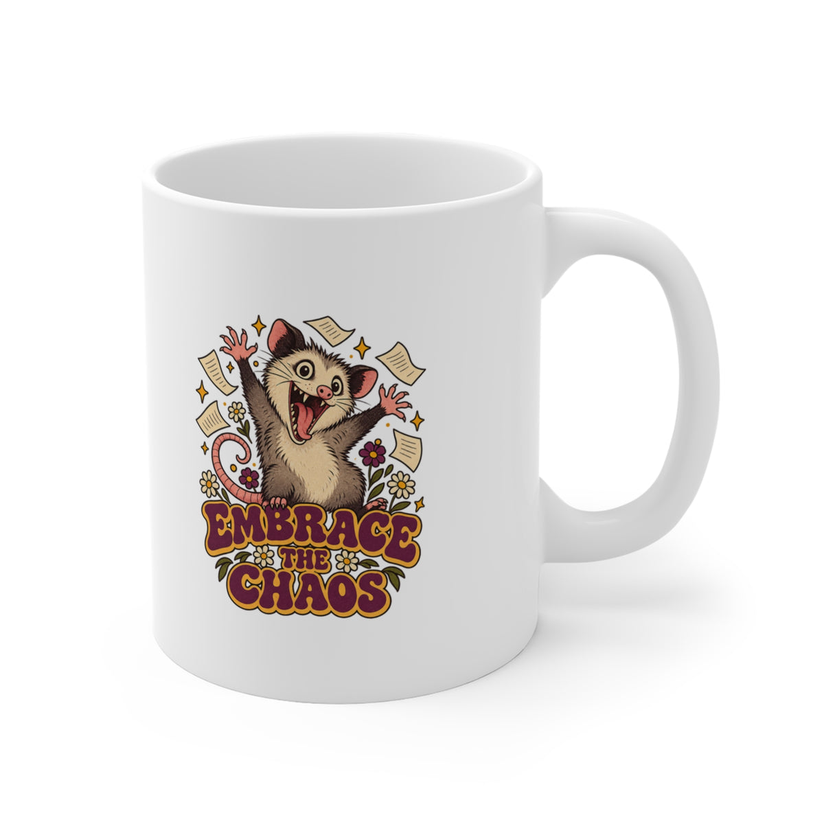 Embrace the Chaos Opossum Mug, Funny Opossum Coffee Mug 11oz lifestyle