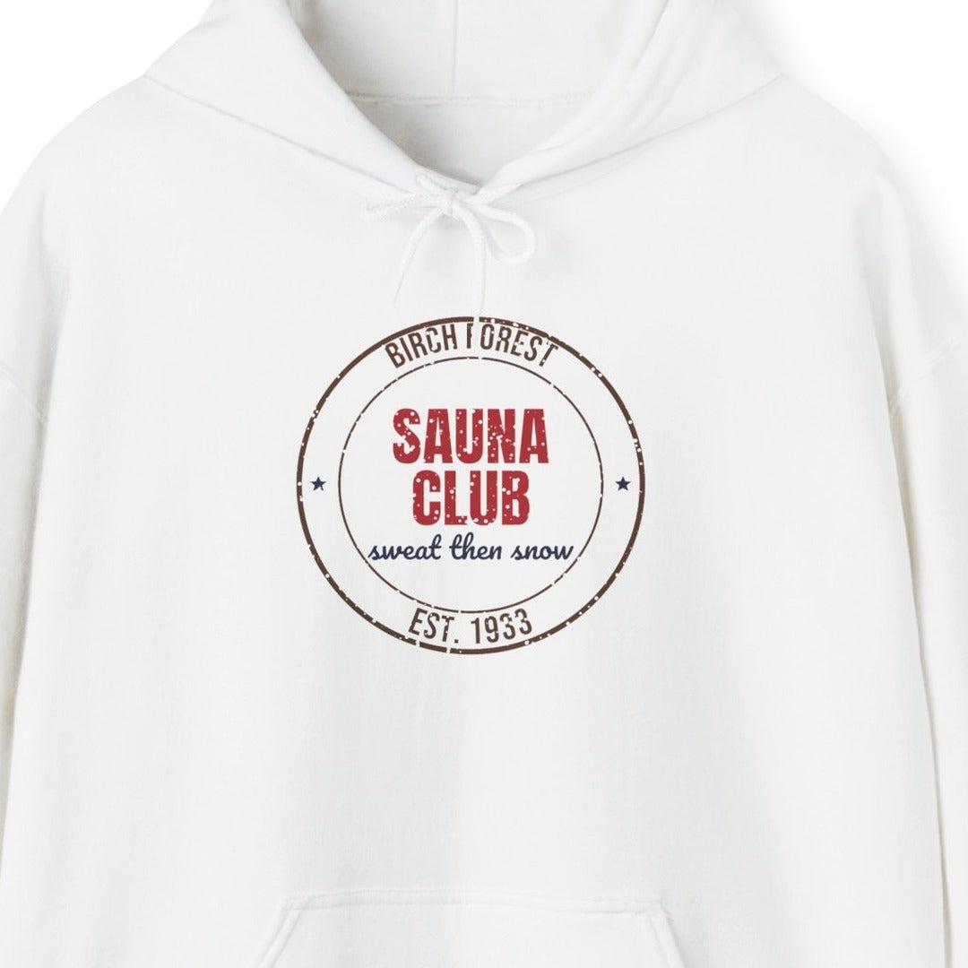 Birch Forest Sauna Club Est. 1933 Hoodie, Vintage Sauna Hoodie lifestyle