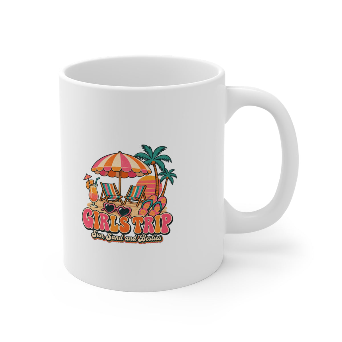 Girls Trip Sun Sand and Besties Mug, Girls Trip Coffee Mug 11oz lifestyle