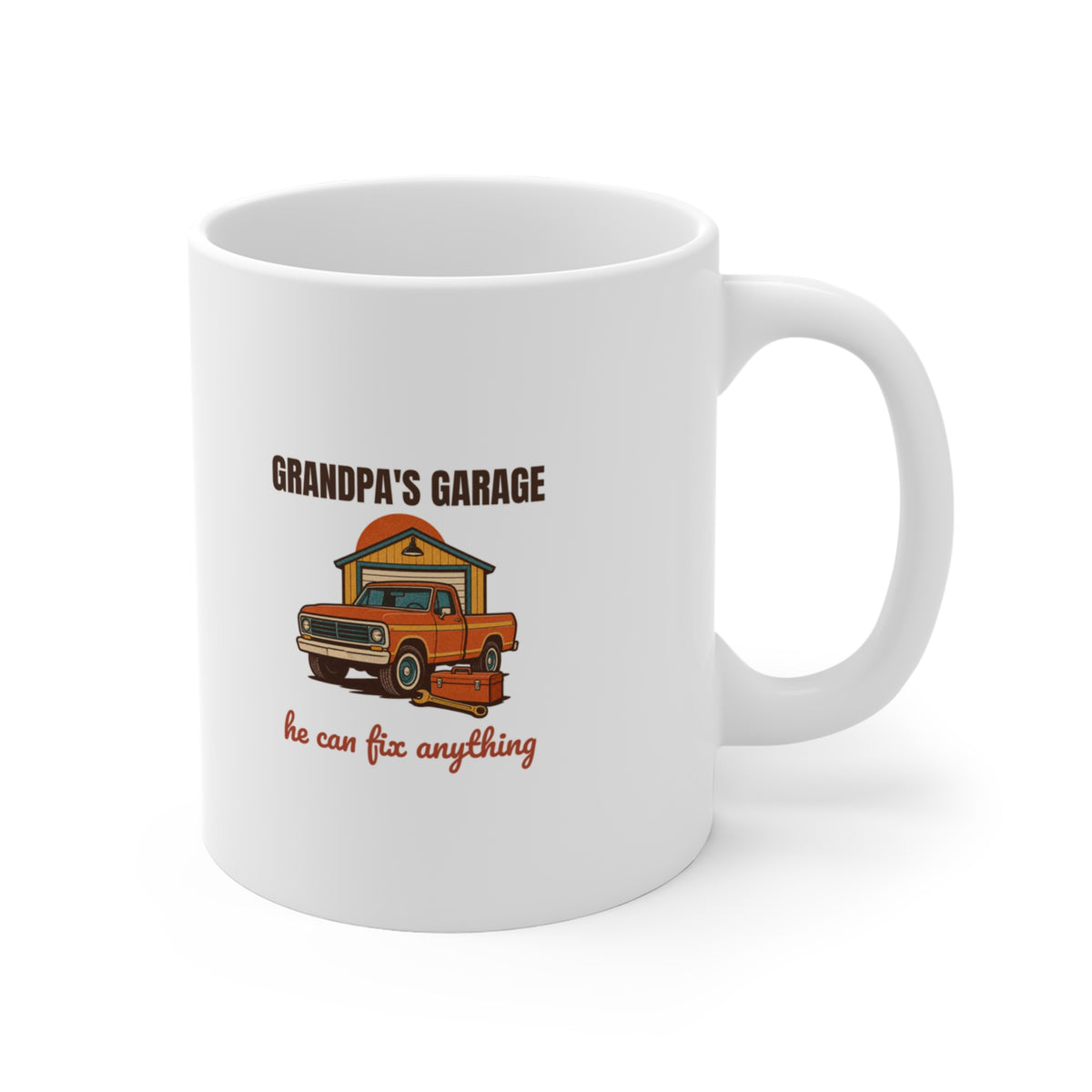 Grandpa's Garage He Can Fix Anything Mug, Retro Grandpa's Garage Coffee Mug 11oz lifestyle