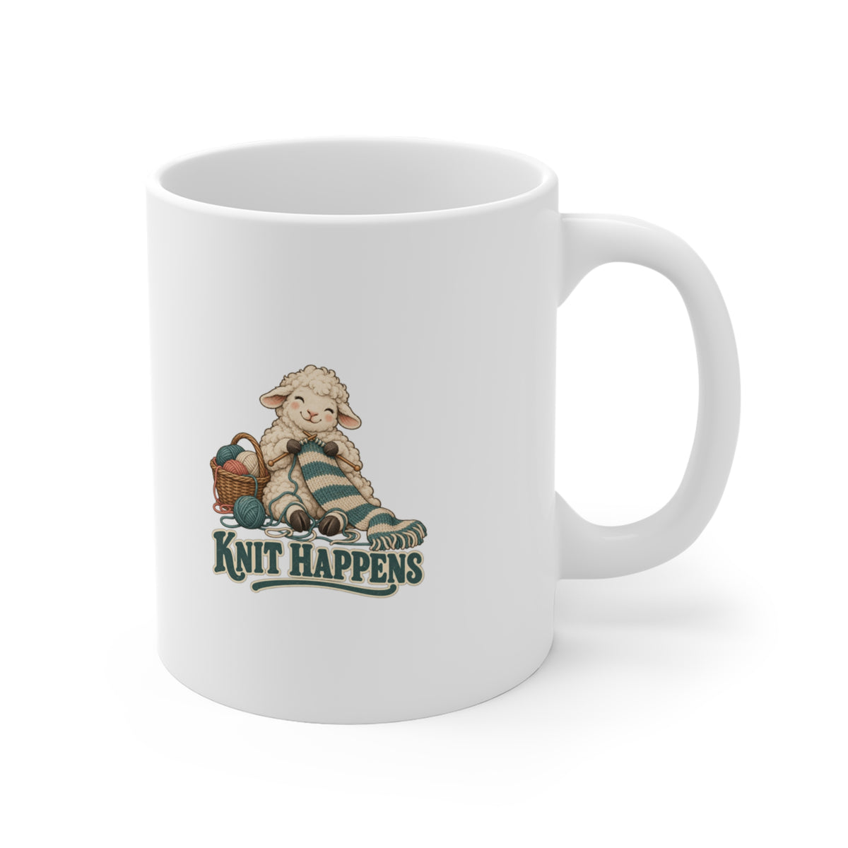 Knit Happens Knitting Sheep Mug, Knitting Sheep Coffee Mug 11oz lifestyle