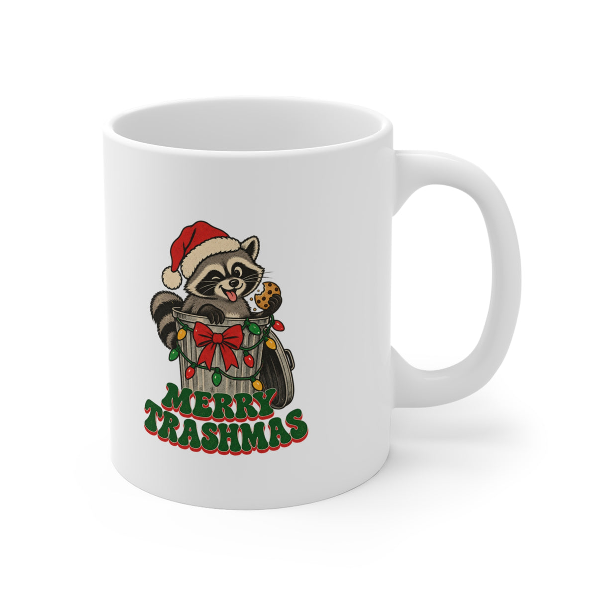 Merry Trashmas Raccoon Mug, Raccoon Christmas Coffee Mug 11oz lifestyle
