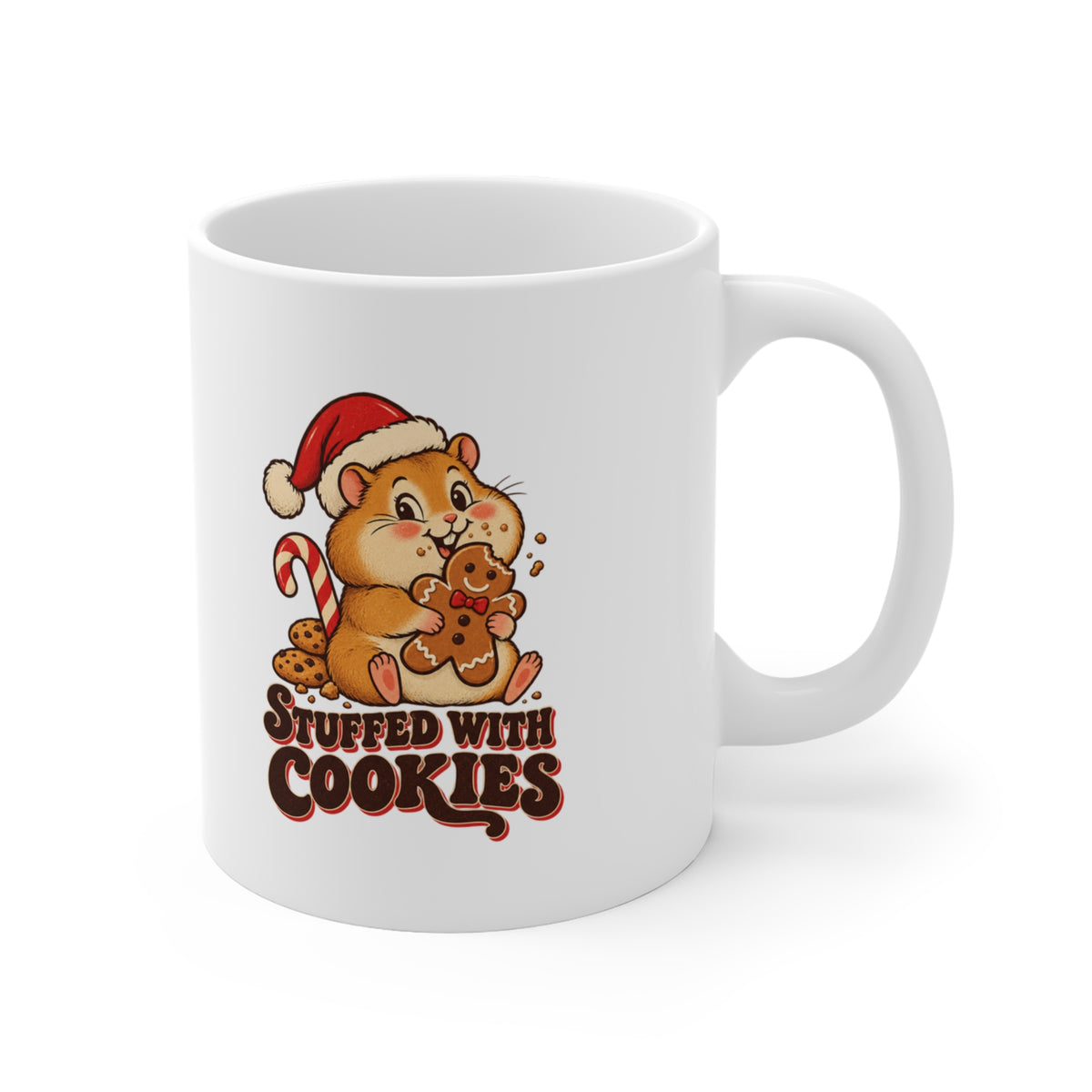 Stuffed With Cookies Christmas Hamster Mug, Hamster Christmas Coffee Mug 11oz lifestyle